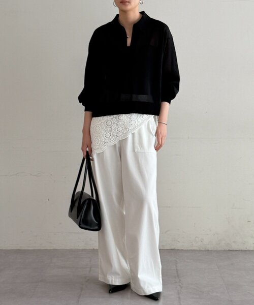 LOUNGEDRESS（ラウンジドレス）の「スキッパーポロニット（ニット/セーター・レディース・レッド/ベージュ/ブラック・FREE）」の6枚目の写真