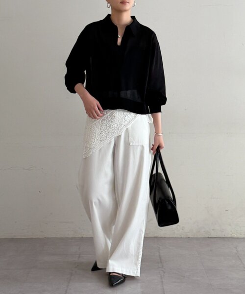 LOUNGEDRESS（ラウンジドレス）の「スキッパーポロニット（ニット/セーター・レディース・レッド/ベージュ/ブラック・FREE）」の7枚目の写真