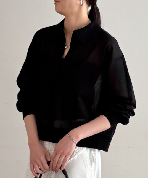 LOUNGEDRESS（ラウンジドレス）の「スキッパーポロニット（ニット/セーター・レディース・レッド/ベージュ/ブラック・FREE）」の11枚目の写真