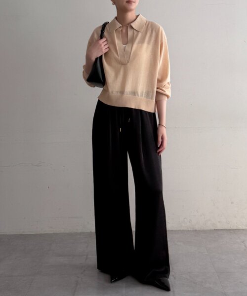 LOUNGEDRESS（ラウンジドレス）の「スキッパーポロニット（ニット/セーター・レディース・レッド/ベージュ/ブラック・FREE）」の13枚目の写真