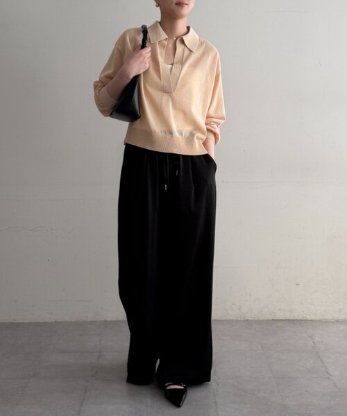 LOUNGEDRESS（ラウンジドレス）の「スキッパーポロニット（ニット/セーター・レディース・レッド/ベージュ/ブラック・FREE）」の14枚目の写真