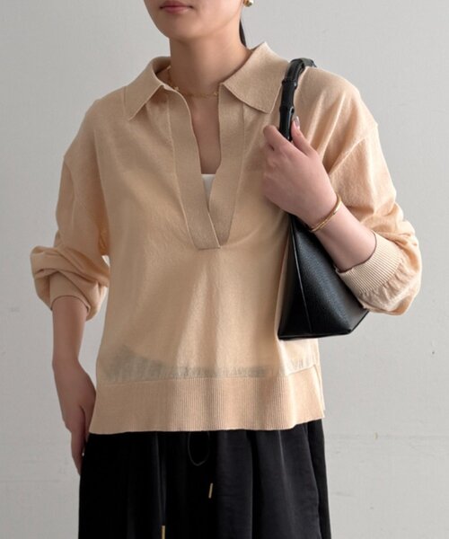 LOUNGEDRESS（ラウンジドレス）の「スキッパーポロニット（ニット/セーター・レディース・レッド/ベージュ/ブラック・FREE）」の20枚目の写真