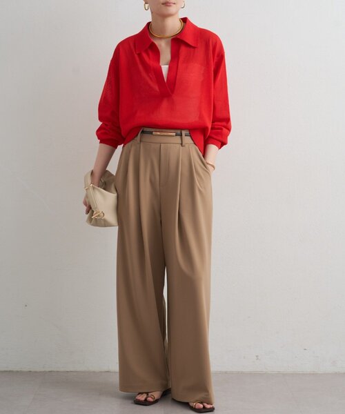 LOUNGEDRESS（ラウンジドレス）の「スキッパーポロニット（ニット/セーター・レディース・レッド/ベージュ/ブラック・FREE）」の21枚目の写真