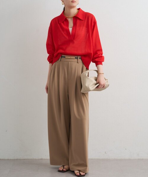 LOUNGEDRESS（ラウンジドレス）の「スキッパーポロニット（ニット/セーター・レディース・レッド/ベージュ/ブラック・FREE）」の22枚目の写真