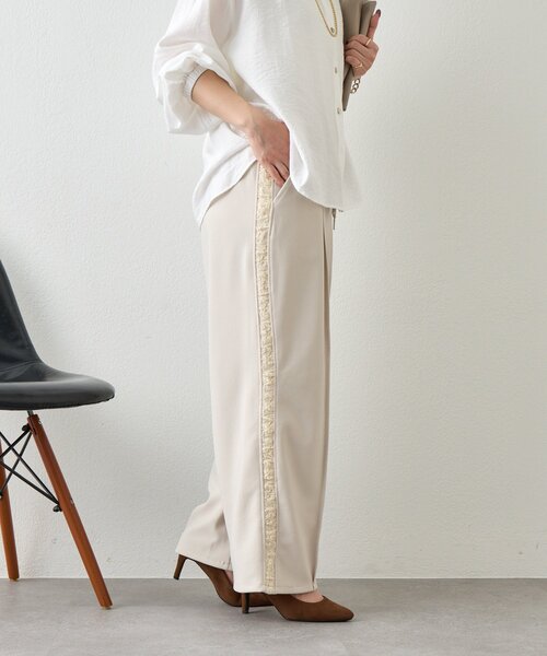 Jena espace merveilleux(ジェナ エスパスメルヴェイユ)の「サイドラインレースパンツ(その他パンツ・レディース・アイボリー/チャコールグレー・FREE)」の11枚目の写真