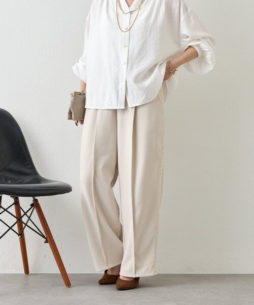 Jena espace merveilleux(ジェナ エスパスメルヴェイユ)の「サイドラインレースパンツ(その他パンツ・レディース・アイボリー/チャコールグレー・FREE)」の13枚目の写真