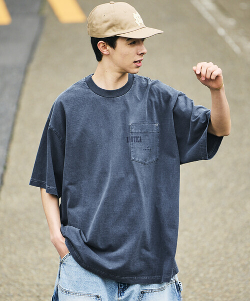 NAUTICA(ノーティカ)の「NAUTICA/ノーティカ ビッグシルエット ピグメントダイ ヒドゥンロゴ ショートスリーブ ポケットTシャツ(Tシャツ/カットソー・メンズ・ベージュ/チャコールグレー/ブラウン/ネイビー/ベージュ系その他・MEDIUM/LARGE/SMALL/X-LARGE)」の5枚目の写真