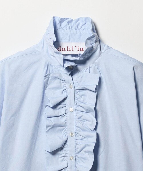 dahl'ia（ダリア）の「＜dahl’ia＞フリル ノースリーブ ブラウス（シャツ/ブラウス・レディース・ライトブルー/ホワイト・FREE）」の4枚目の写真