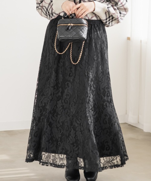 CLETTE(クレット)の「CLETTEオリジナルレースフレアスカート(スカート・レディース・ラベンダー/ピンク/ブラック・4L/3L/LL)」の4枚目の写真