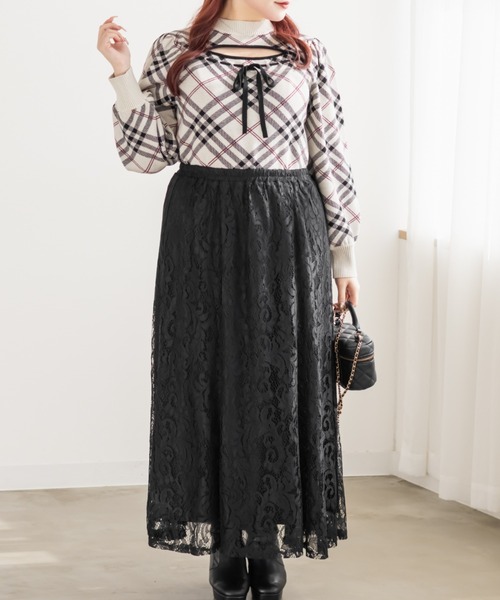 CLETTE(クレット)の「CLETTEオリジナルレースフレアスカート(スカート・レディース・ラベンダー/ピンク/ブラック・4L/3L/LL)」の5枚目の写真