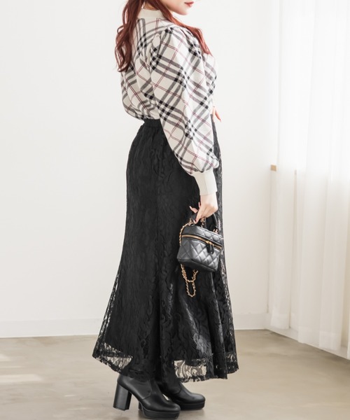 CLETTE(クレット)の「CLETTEオリジナルレースフレアスカート(スカート・レディース・ラベンダー/ピンク/ブラック・4L/3L/LL)」の6枚目の写真