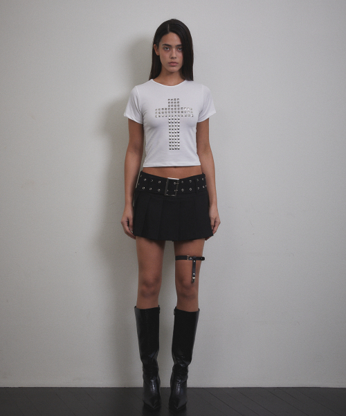 VOONT（ブント）の「Stud Cross T-shirt (IVORY)（Tシャツ/カットソー・レディース・アイボリー・SMALL/MEDIUM）」の3枚目の写真