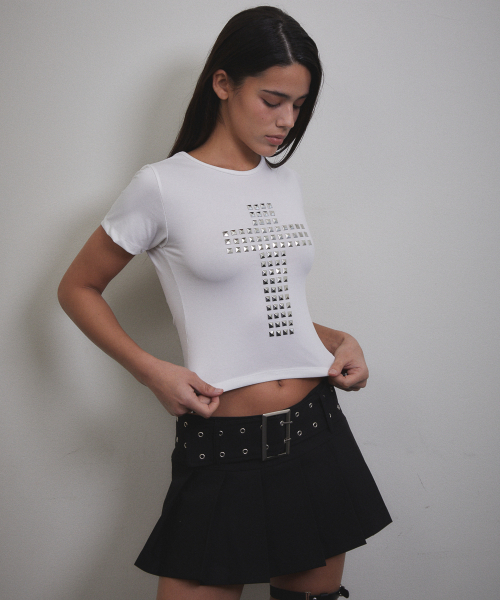 VOONT（ブント）の「Stud Cross T-shirt (IVORY)（Tシャツ/カットソー・レディース・アイボリー・SMALL/MEDIUM）」の14枚目の写真
