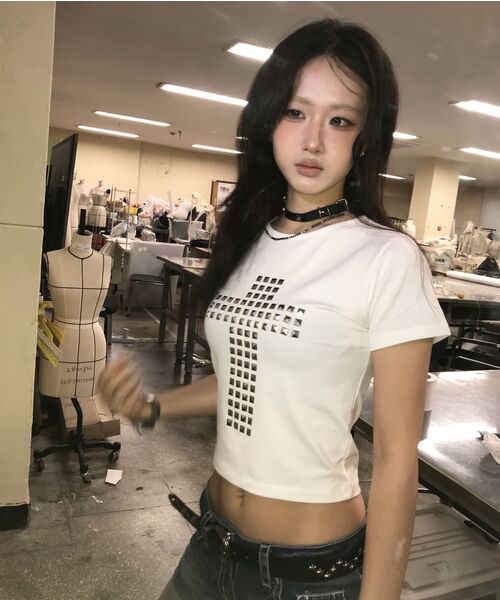 VOONT（ブント）の「Stud Cross T-shirt (IVORY)（Tシャツ/カットソー・レディース・アイボリー・SMALL/MEDIUM）」の20枚目の写真