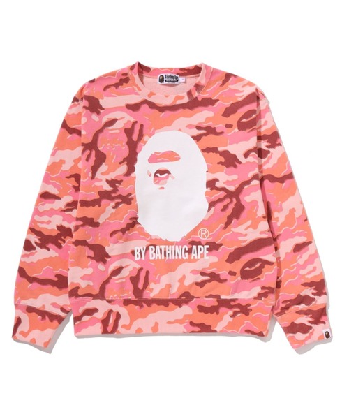 A BATHING APE(アベイシングエイプ)の「GLITCH WOODLAND CAMO BY BATHING APE CREWNECK SWEATSHIRT(スウェット・レディース・パープル/ピンク・SMALL/MEDIUM)」の1枚目の写真