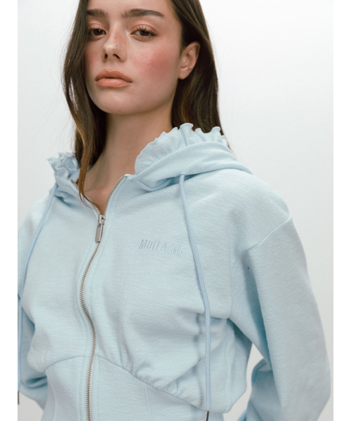 MOIFAIRE（モイフェア）の「BAKE HOODIE ZIP-UP / SKYBLUE（パーカー・レディース・スカイブルー・OS）」の4枚目の写真