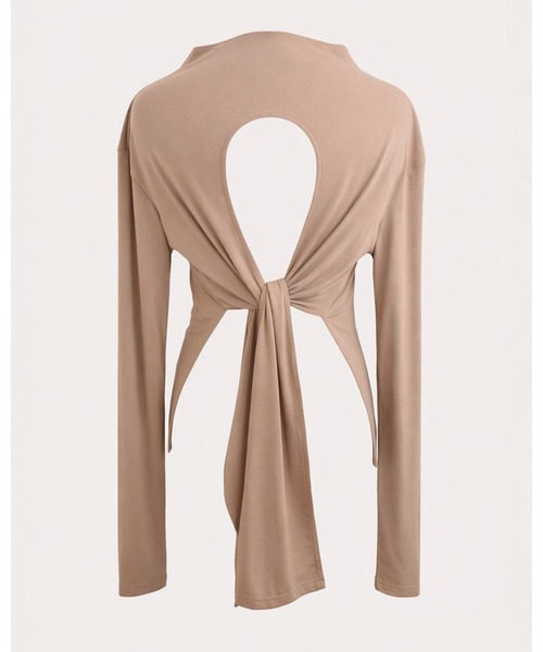 kiehtova（キエトヴァ）の「【kiehtova】BACK SLIT TOPS/バックスリットトップス（Tシャツ/カットソー・レディース・ベージュ/ダークパープル/ブラック・FREE）」の16枚目の写真