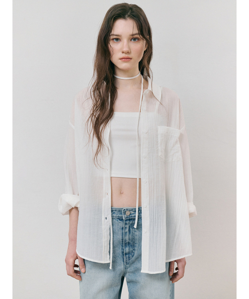 ETMON（エトモン）の「Side Button Strap Shirt, White（シャツ/ブラウス・レディース・その他・F）」の4枚目の写真