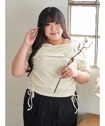 Re-J&SUPURE（リジェイアンドスプル）の「【大きいサイズ】【Kannaコラボ】オフショルドロストプルオーバー（Tシャツ/カットソー）」