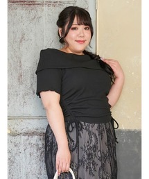 Re-J&SUPURE（リジェイアンドスプル）の「【大きいサイズ】【Kannaコラボ】オフショルドロストプルオーバー（Tシャツ/カットソー）」