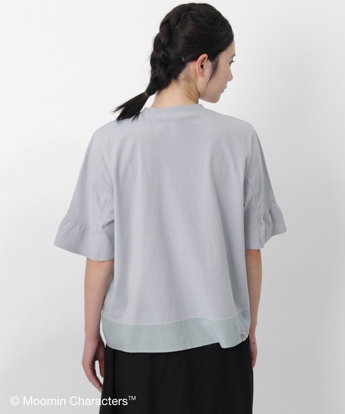 SUPER HAKKA（スーパーハッカ）の「「ムーミン一家の朝」刺繍袖フレアTシャツ（Tシャツ/カットソー・レディース・ライトグレー/サックスブルー/ブラック・FREE）」の5枚目の写真