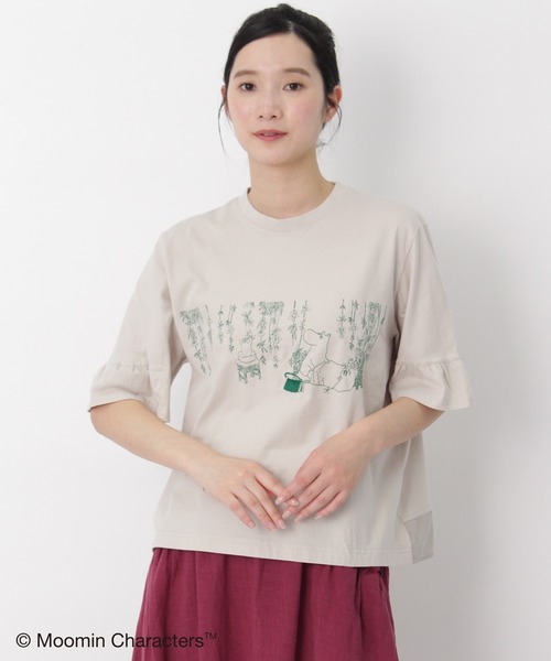 SUPER HAKKA（スーパーハッカ）の「「ムーミン一家の朝」刺繍袖フレアTシャツ（Tシャツ/カットソー・レディース・ライトグレー/サックスブルー/ブラック・FREE）」の14枚目の写真