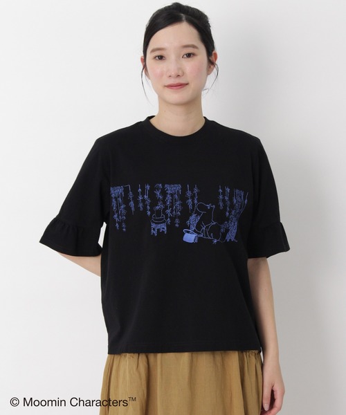 SUPER HAKKA（スーパーハッカ）の「「ムーミン一家の朝」刺繍袖フレアTシャツ（Tシャツ/カットソー・レディース・ライトグレー/サックスブルー/ブラック・FREE）」の16枚目の写真