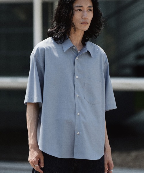 WYM LIDNM(ウィム バイ リドム)の「COOL TOUCH MICRO SPAN H/S SHIRT(シャツ/ブラウス・メンズ・チャコール/ホワイト/ライトグレー/サックスブルー/グレイッシュブルー/ダークブラウン/ネイビー/ブルー系・XS/S/M/L/XL)」の8枚目の写真
