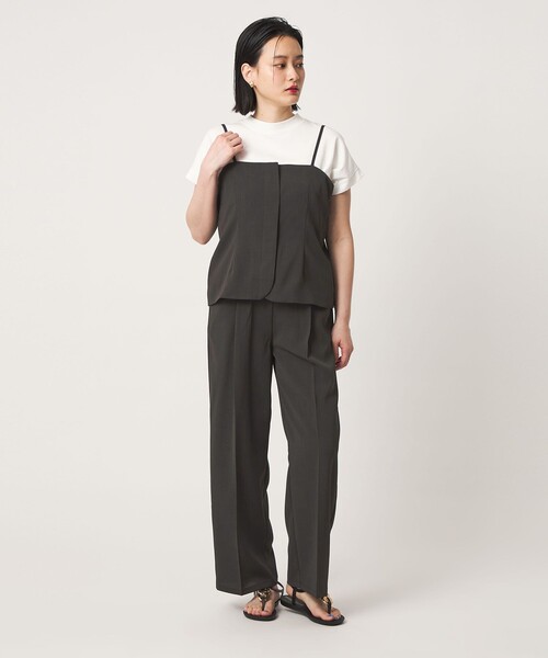 A DAY IN THE LIFE UNITED ARROWS(アデイインザライフユナイテッドアローズ)の「リネンライク ジップキャミ+パンツ ‐セットアイテム・ウォッシャブル‐ <A DAY IN THE LIFE>(サロペット/オーバーオール・レディース・ダークグレー/ベージュ/ダークブラウン・FREE)」の1枚目の写真