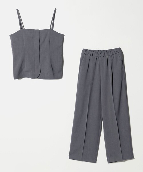 A DAY IN THE LIFE UNITED ARROWS(アデイインザライフユナイテッドアローズ)の「リネンライク ジップキャミ+パンツ ‐セットアイテム・ウォッシャブル‐ <A DAY IN THE LIFE>(サロペット/オーバーオール・レディース・ダークグレー/ベージュ/ダークブラウン・FREE)」の2枚目の写真