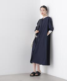 NANO universe（ナノユニバース）の「バイカラーフレアスタンドカラーワンピース（ワンピース）」