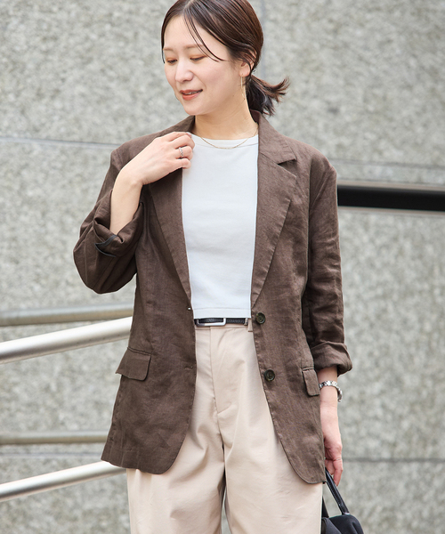 JOURNAL STANDARD(ジャーナルスタンダード)の「リネン SB-2B ジャケット(テーラードジャケット・レディース・ブラック/ブラウン・FREE)」の21枚目の写真