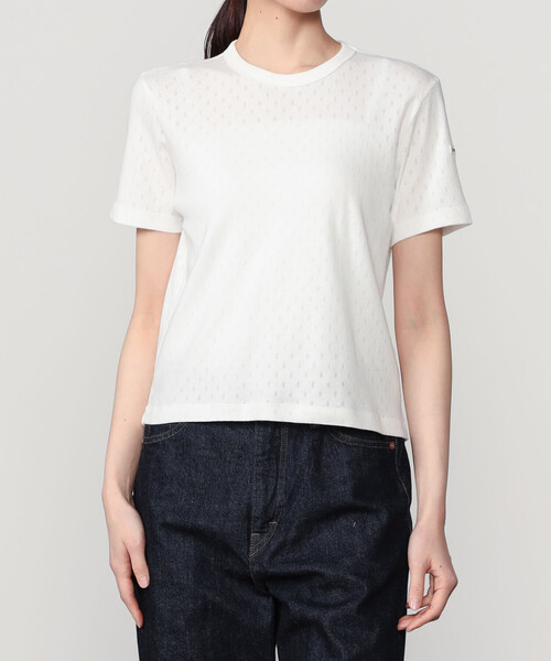 ORCIVAL(オーシバル)の「ORCIVAL | パターンメッシュ クルーネックTシャツ WOMEN(Tシャツ/カットソー・レディース・オフホワイト/ブラック/レッド・2/1)」の2枚目の写真