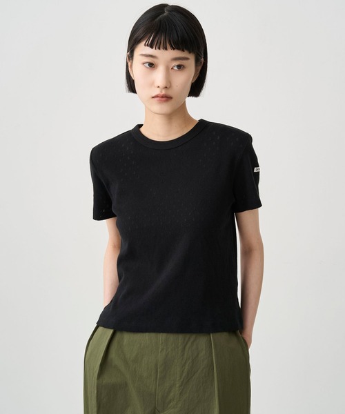 ORCIVAL(オーシバル)の「ORCIVAL | パターンメッシュ クルーネックTシャツ WOMEN(Tシャツ/カットソー・レディース・オフホワイト/ブラック/レッド・2/1)」の1枚目の写真