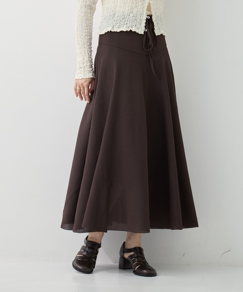 WRAPINKNOT（ラッピンノット）の「[WRAPINKNOT/ラッピンノット] Dry Knit Flare Skirt（スカート・レディース・アイボリー/ダークブラウン・0/1）」の9枚目の写真