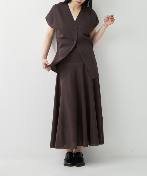 WRAPINKNOT（ラッピンノット）の「[WRAPINKNOT/ラッピンノット] Dry Knit Flare Skirt（スカート・レディース・アイボリー/ダークブラウン・0/1）」の15枚目の写真