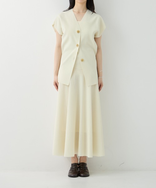 WRAPINKNOT（ラッピンノット）の「[WRAPINKNOT/ラッピンノット] Dry Knit Flare Skirt（スカート・レディース・アイボリー/ダークブラウン・0/1）」の5枚目の写真