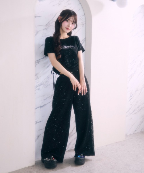 TITTY&CO.(ティティーアンドコー)の「サイドレースラメスウェットパンツ(スウェットパンツ・レディース・グレー/ブラック/ピンク・FREE)」の7枚目の写真