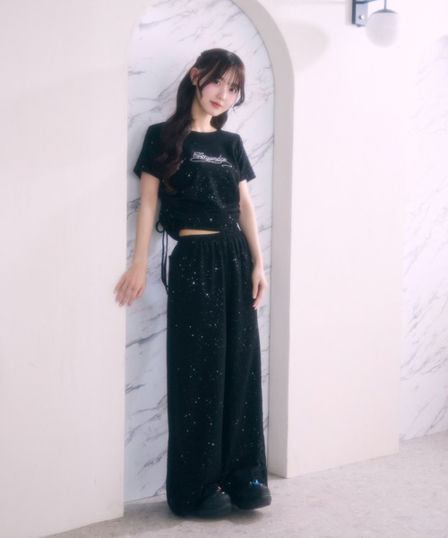 TITTY&CO.(ティティーアンドコー)の「サイドレースラメスウェットパンツ(スウェットパンツ・レディース・グレー/ブラック/ピンク・FREE)」の8枚目の写真