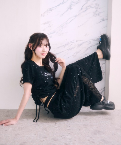 TITTY&CO.(ティティーアンドコー)の「サイドレースラメスウェットパンツ(スウェットパンツ・レディース・グレー/ブラック/ピンク・FREE)」の10枚目の写真