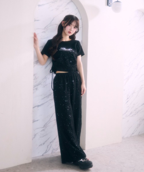 TITTY&CO.(ティティーアンドコー)の「サイドレースラメスウェットパンツ(スウェットパンツ・レディース・グレー/ブラック/ピンク・FREE)」の12枚目の写真