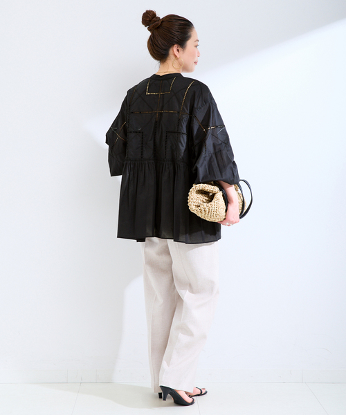 B.C STOCK（ベーセーストック）の「手洗い可 / 2WAYカットワーク刺繍ブラウス（シャツ/ブラウス・レディース・ブラック/ホワイト/オレンジ・FREE）」の18枚目の写真