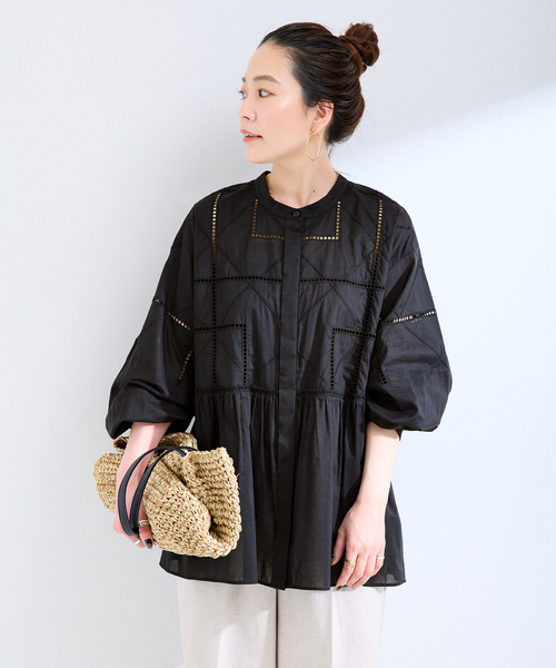 B.C STOCK（ベーセーストック）の「手洗い可 / 2WAYカットワーク刺繍ブラウス（シャツ/ブラウス・レディース・ブラック/ホワイト/オレンジ・FREE）」の19枚目の写真