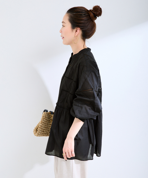 B.C STOCK（ベーセーストック）の「手洗い可 / 2WAYカットワーク刺繍ブラウス（シャツ/ブラウス・レディース・ブラック/ホワイト/オレンジ・FREE）」の20枚目の写真