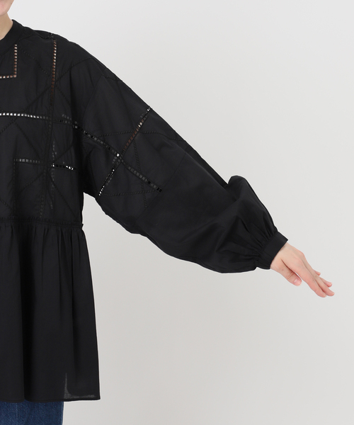 B.C STOCK（ベーセーストック）の「手洗い可 / 2WAYカットワーク刺繍ブラウス（シャツ/ブラウス・レディース・ブラック/ホワイト/オレンジ・FREE）」の4枚目の写真