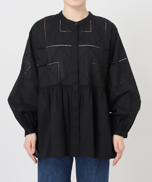 B.C STOCK（ベーセーストック）の「手洗い可 / 2WAYカットワーク刺繍ブラウス（シャツ/ブラウス・レディース・ブラック/ホワイト/オレンジ・FREE）」の7枚目の写真
