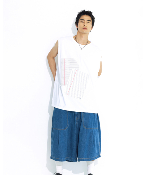 ANGLAN（アングラン）の「Notebook Patch Sleeveless - White（Tシャツ/カットソー・メンズ・その他・FREE）」の4枚目の写真