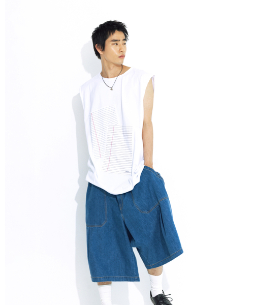 ANGLAN（アングラン）の「Notebook Patch Sleeveless - White（Tシャツ/カットソー・メンズ・その他・FREE）」の5枚目の写真