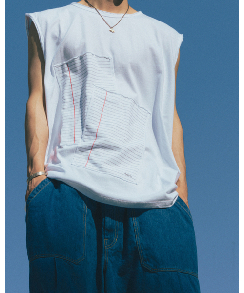 ANGLAN（アングラン）の「Notebook Patch Sleeveless - White（Tシャツ/カットソー・メンズ・その他・FREE）」の7枚目の写真
