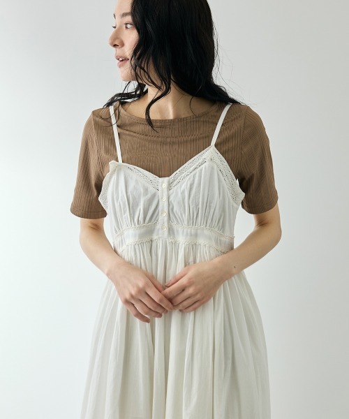 QUEENS COURT（クイーンズコート）の「MUSEレースキャミワンピース（ワンピース・レディース・オフホワイト/ブラック・M）」の16枚目の写真